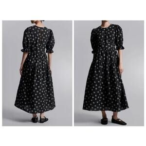 Elegant Black Floral Maxi Dress 100% cotton